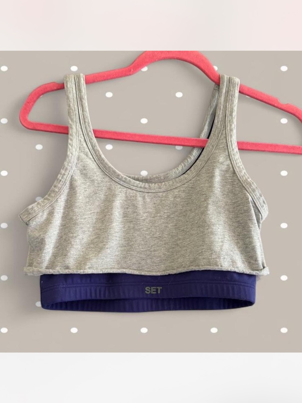 SET Active Two-Tone Scoop Sports Bralette in Heather Grey and Navy